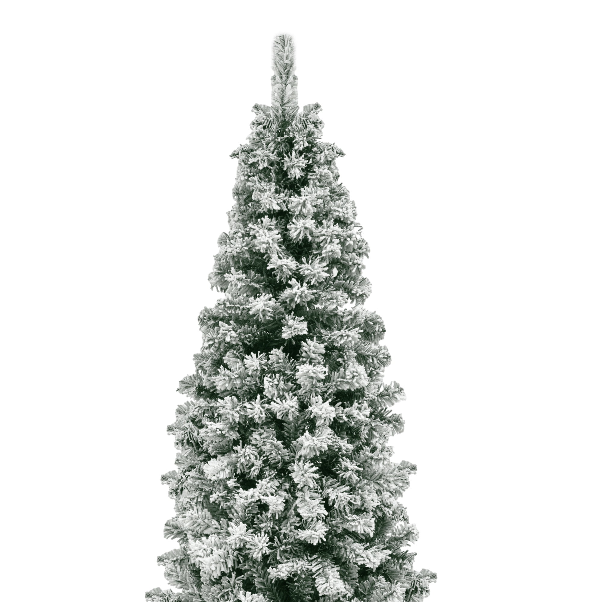 Uforic 7.5ft Pre-lit Snow Flocked Pencil Christmas Tree with 1000 Branch Tips & 350 Lights, Remote Control, White Flocked
