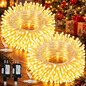 2Pack 66Ft 200LED String Lights 13 Modes Warm White Chrisas Lights