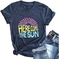 thumbnail image 2 of Tiweut T Shirt for Woman Letter Printed Round Neck Short Sleeved Loose Pullover Tee,Navy, 2 of 3