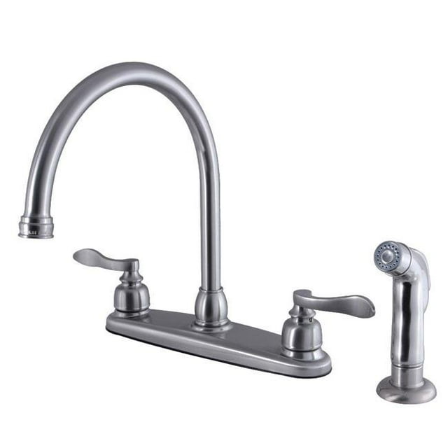 Robinet Kitchen Col de Cygne Central 8 Po, Nickel Brossé