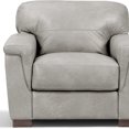 thumbnail image 2 of 43" Gray and Brown Genuine Leather Arm Chair, 2 of 5