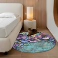 thumbnail image 3 of Spring Purple Flower Round Area Rug 4 FT, Non Slip Indoor Outdoor Rug, Retro Wall Seamless Garden Pastoral Washable Soft Circular Carpet Non-Shedding Floor Mat for Coffee Table Nursery Foyer Balcony, 3 of 8