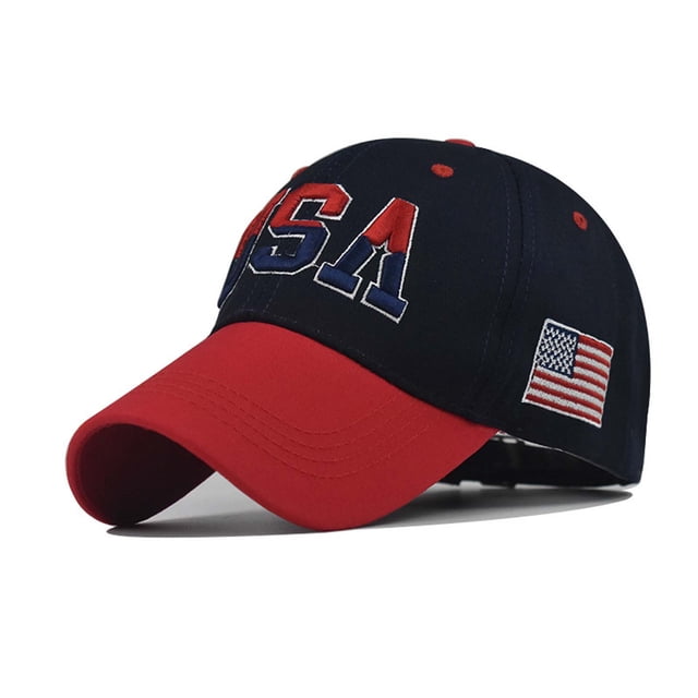 Teissuly Baseball Cap American Flag Independence Day Washed Baseball Cap Outdoor Soft Top Cap