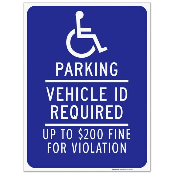 Minnesota Handicap Parking Sign, Vehicle ID Required Up to $200 Fine, 18x24 Corrugated Plastic