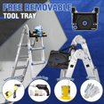 thumbnail image 3 of Escalera extensible HBTower con marco en forma de A, 5 peldaños, 5,8 m, con bandeja para herramientas, 150 kg, 3 of 7