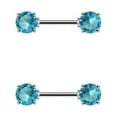 thumbnail image 4 of BodyJewelryOnline Nipple Ring Barbells Surgical Steel Double Round Gem 14G, 4 of 9