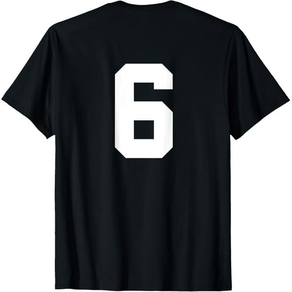 Number 6 Print On Back Only Cotton Team Jersey T-Shirt