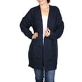thumbnail image 2 of BodiLover, Women's, Chunky Cable Knit Open Front Oversize Sweater Cardigan, Navy, L/XL, 2 of 5