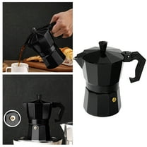 Traditional Stovetop Black Coffee Maker with 150ml Capacity - 3-Cup Aluminum Pot for Cuban & Italian Style Brewing on Gas/Electric Stoves - Black