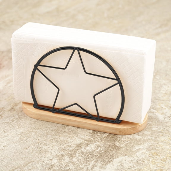 Chanana Star Metal Napkin Holder, Modern Table Organizer for Cocktail/Dinner Napkins - Countertop Kitchen Decor, Iron Matte Black