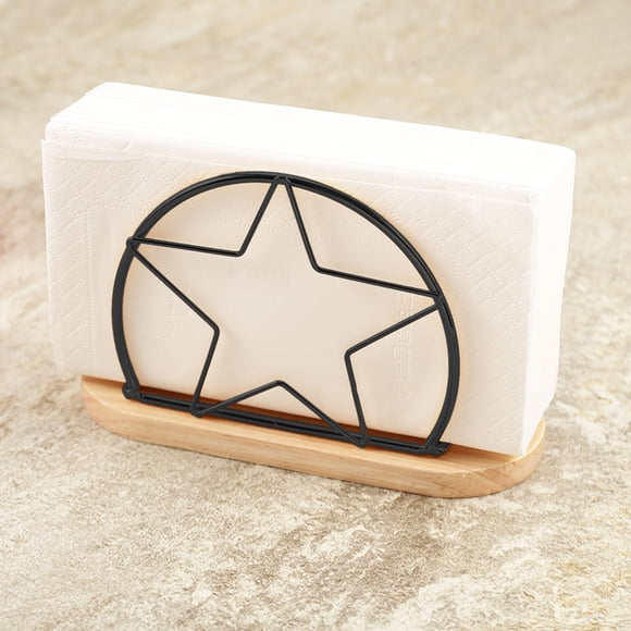 Porta Servilletas de Metal Moderno con Acabado Mate de Hierro, Diseño Vertical que Ahorra Espacio para Mesas de Cocina, Encimeras, Servilletas de Cóctel, Uso Interior y Exterior 15.7x10x6.7cm Negro