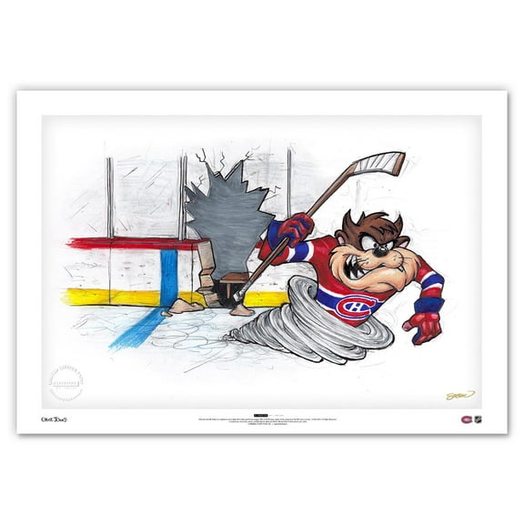 Tasmanian Devil Montreal Canadiens 14" x 20" Looney Tunes Fine Art Print - Limited Edition
