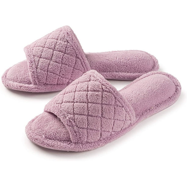 Roxoni Roxoni Open Toe Spa Slippers for Women Microterry and Rubber