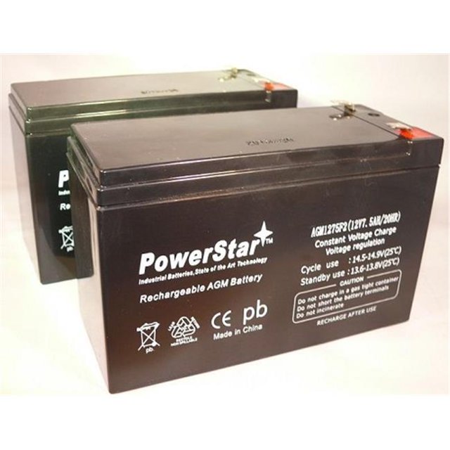 PowerStar AGM1275F2-2Pack-2 Rbc5 12V 7.5Ah Sla Battery- 2 Pack