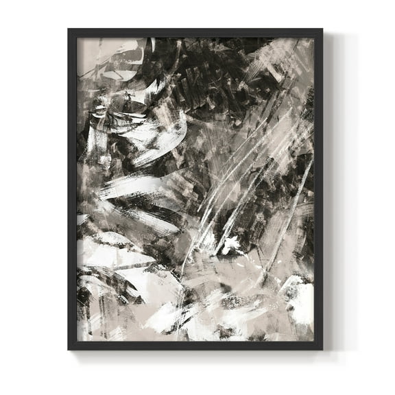 Blush Blackboard II Framed Print in Black Solid Wood Framed Print No Nail Hanging