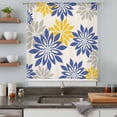 thumbnail image 4 of Geometric Flower Sheer Curtains 63 Inches Long, Vintage Country Floral Blue Yellow on Linen Light Filering Curtains, Breathable Simi Curtain Privacy Drapes for Living Room Bedroom Window Treatment, 4 of 9