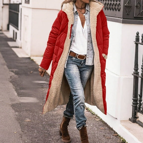 EOYWHK Women's 2025 Winter Fashion Clothes Oversized Fleece Long Coats Jackets