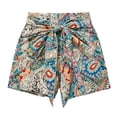 thumbnail image 4 of Gyujnb Women's Boho Printed Shorts, Front Tie Knot High Waist Casual Summer Beach Shorts,Green, 4 of 5