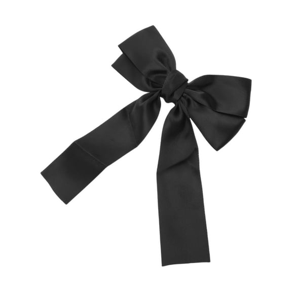 Unique Bargains 1 Pc Solid Bow Ribbon Duckbill Hair Clips Hairdo Clip Black