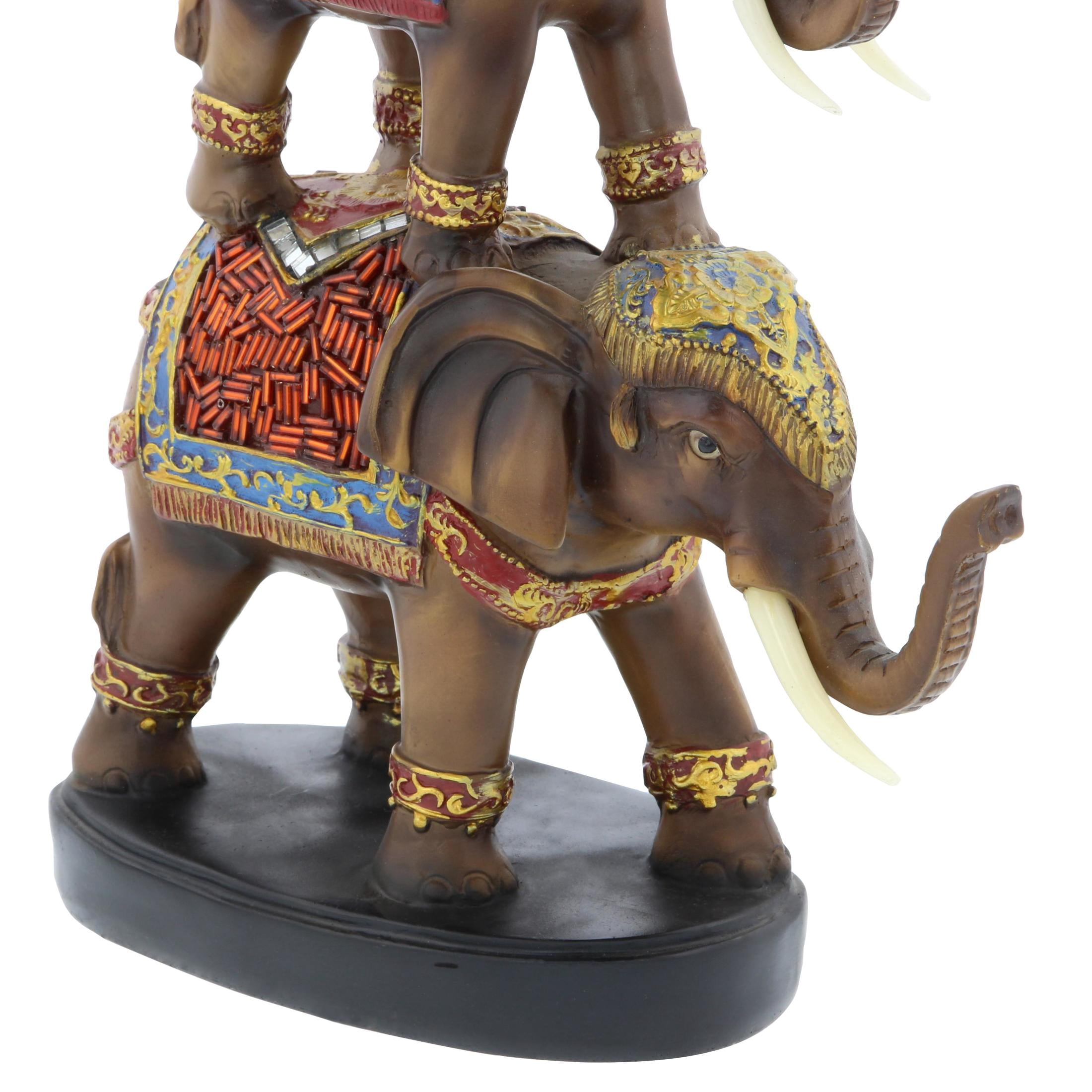 9" x 18" Brown Polystone Elephant Sculpture, by DecMode
