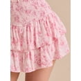 thumbnail image 6 of Women's High Waist Y2K Mini Floral Pleated Tiered Ruffle Fairycore Skirts Skirt for Summer Pink S, 6 of 9