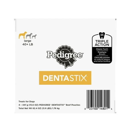 Pedigree Dentastix Dental Dog Treats For Large Dogs Beef Flavor, 62 Oz. Pack