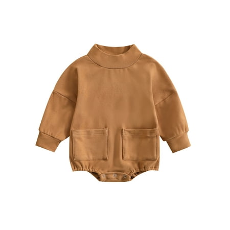 

Binpure Unisex Toddler Long Sleeve High Neckline Double Pocket Fall Romper