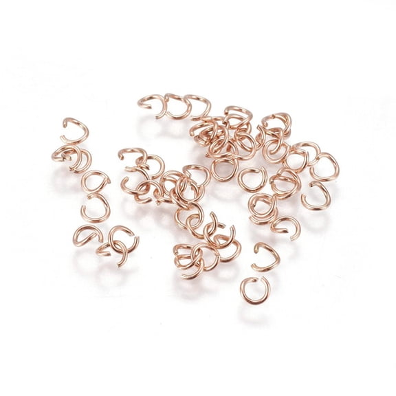 Ion Plating(IP) 304 Stainless Steel Open Jump Rings Rose Gold 22 Gauge 3.5x0.6mm Hole: 2mm