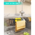 thumbnail image 5 of HapiRm 4 in 1 Adhesive Sponge Holder Sink Caddy, SUS304 Stainless Steel Sink Basket Brush Holder + Dish Cloth Hanger + Soap Rack + Sink Stopper Holder ,Two Installation Ways Kitchen Sink Caddy - Black, 5 of 7