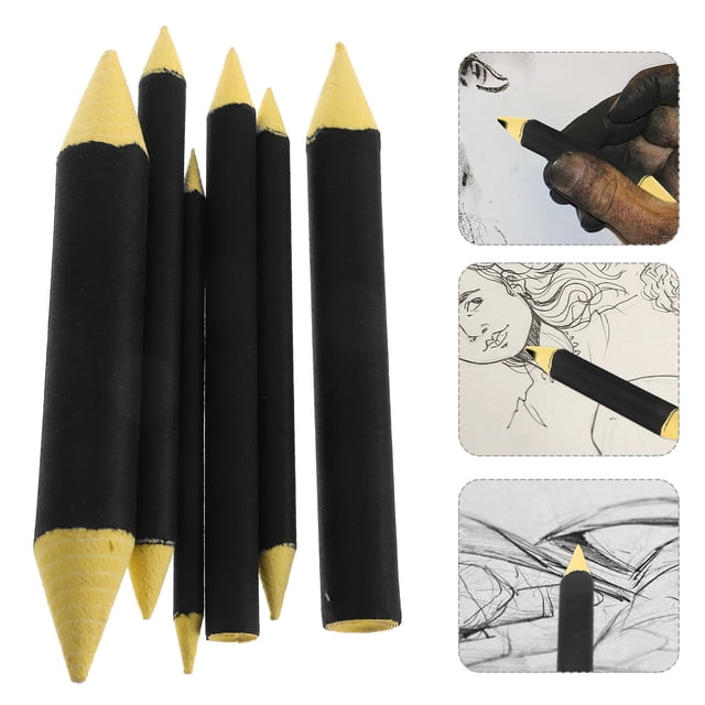 HEATSHAKING 6Set Blending Sticks for Drawing Black and Colorful Sketching Blending Stumps for Students