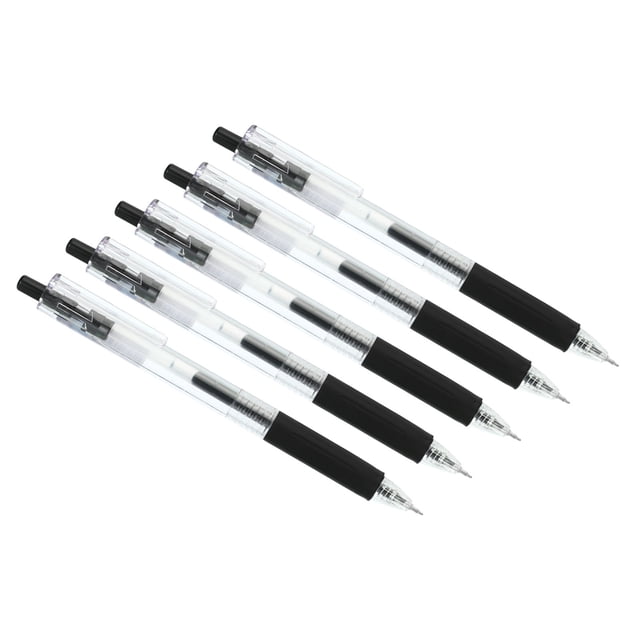 Uxcell Black Gel Pen,18Pcs Fine Point Clear With Black Soft Grip,0.5mm Roller Ball 140mm