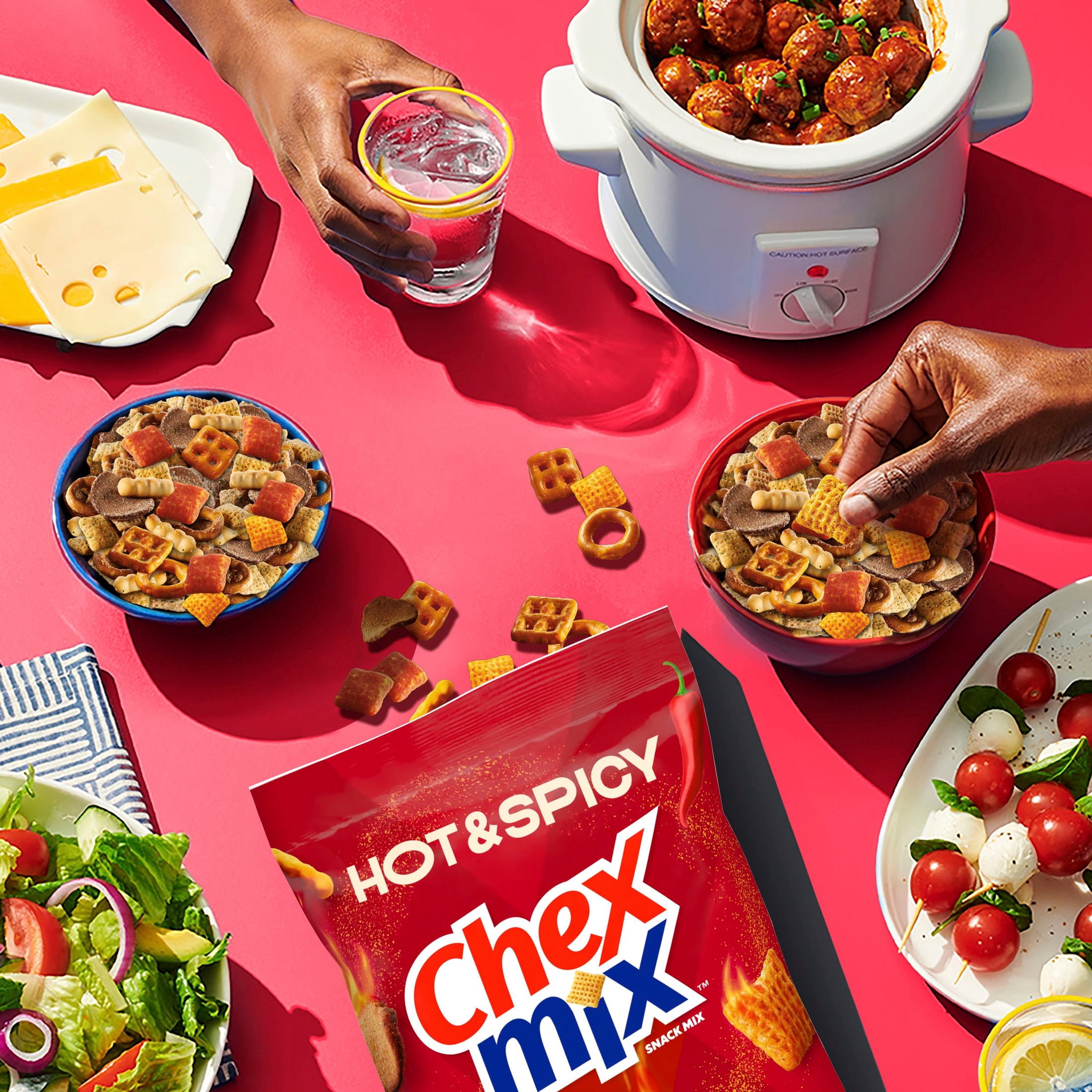 (2 pack) Chex Mix Hot and Spicy Snack Mix, Savory Snack Bag, Family Size, 13.5 oz