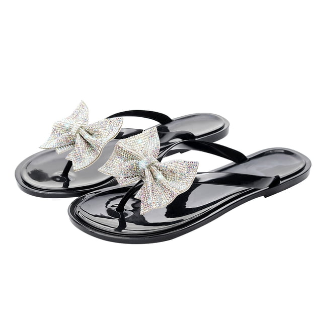Summer New Flip Bowknot Flash Diamond Sandalias y zapatillas Zapatillas de mujer Wmkox8yii hj789