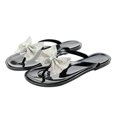 

Fjofpr Slippers for Women Summer New Flip Bowknot Flash Diamond Sandals And Slippers Women s Slippers Hot