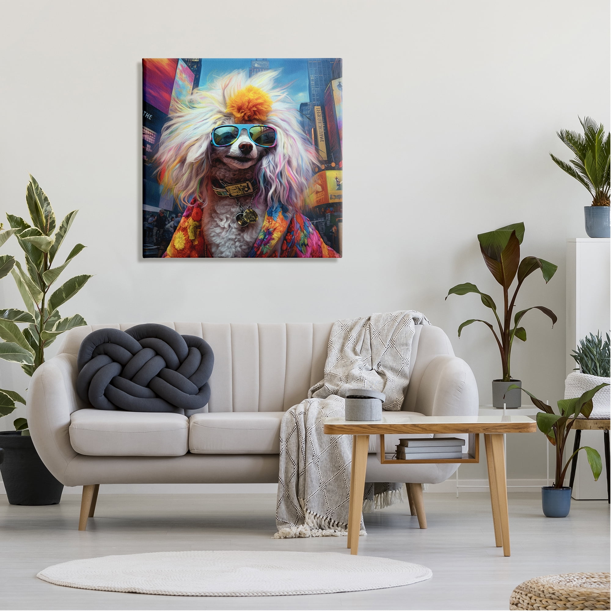 Stupell Industries Hippie Doodle Dog Animals & Insects Painting Gallery Wrapped Canvas Art Print Wall Art, 30 x 30
