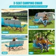 thumbnail image 2 of GVN Camping Seat Chair, Picnic Chair,3 Person Folding Camping Chair with 2 Cup Holders Cotton Padding & Storage Bag-Blue, 2 of 10