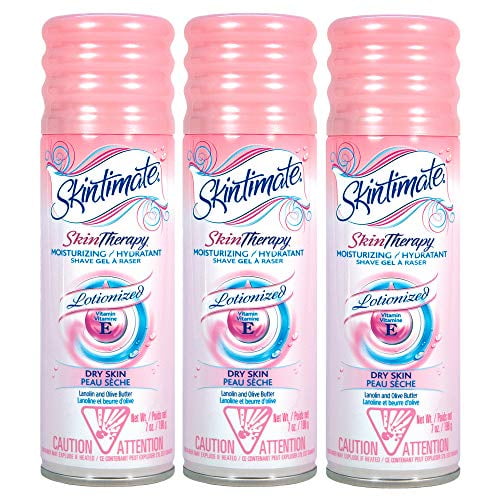 Skintimate Skin Therapy Moisturizing Shave Gel for Women Dry Skin with Lanolin and Olive Butter, Pack of 3