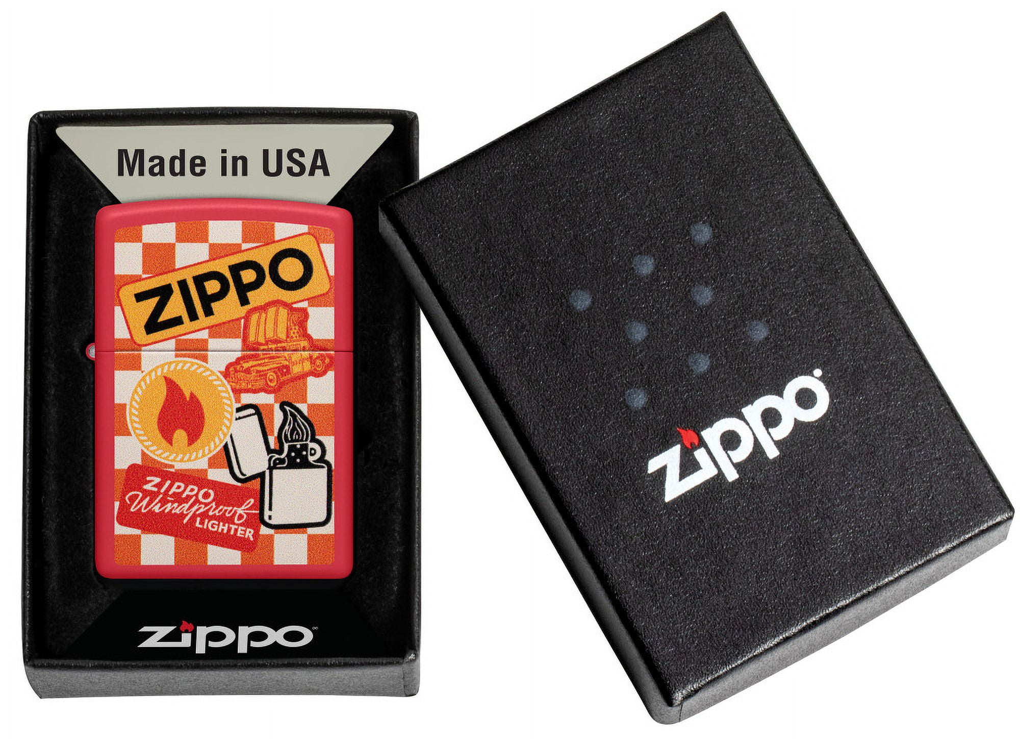 Zippo Retro Design Red Matte Pocket Lighter