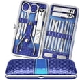 thumbnail image 1 of Teamkio Juego de manicura de 18 piezas, cortaúñas de pedicura, kit de higiene de viaje, cortador profesional de acero inoxidable, juego de cuidado, tijeras, pinzas, cuchillo, herramientas para recoger, 1 of 5