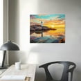 thumbnail image 3 of JRXY  Canvas Prints Wall Art Peggy's Cove Lighthouse Sunset Ocean View Landscape Nature Pictures Stretched Canvas Wooden Framed for Living Room Bedroom and Office Wall Decor picture1, 3 of 4