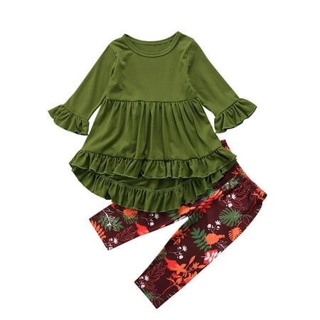 

JBEELATE Toddler Kids Girls Dress Tops Floral Pants Leggings Outfits 2PCS