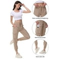 thumbnail image 3 of Women's Lightweight Hiking Cargo Pants Outdoor Quick Dry Casual Travel Sweatpants Joggers Elastic Waist Button Pockets Khaki M, 3 of 6