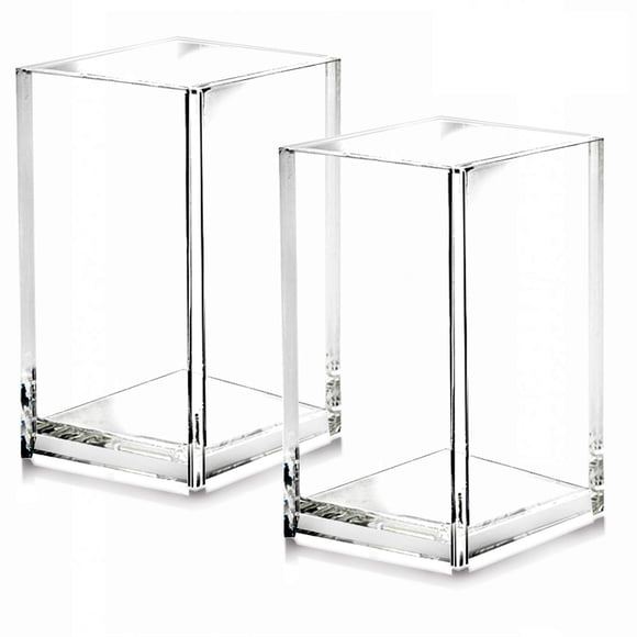 Paquete De 2 Portalápices De Acrílico Transparente, Soporte Para Accesorios De Escritorio, Organizador De Almacenamiento De Brochas De Maquillaje, Organizador De Papelería De Escritorio De Diseño Mode