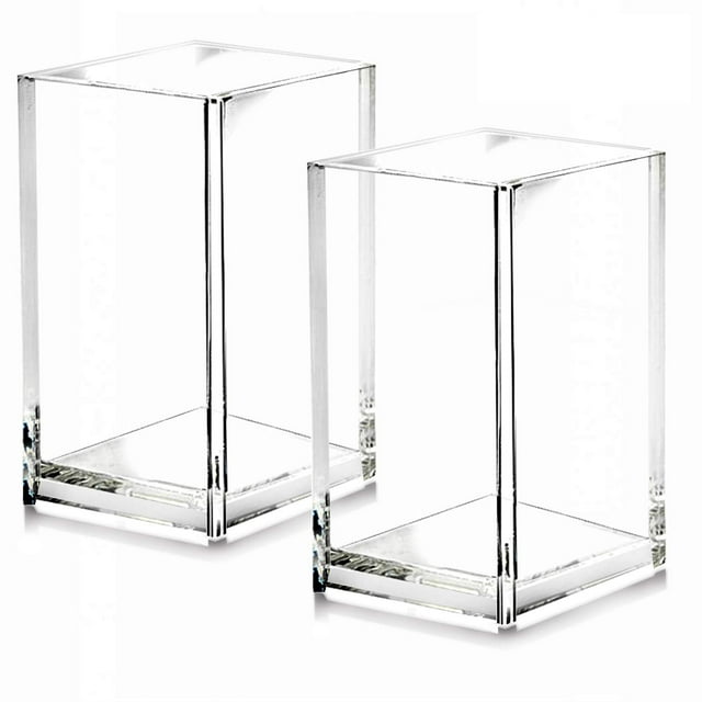 Paquete De 2 Portalápices De Acrílico Transparente, Soporte Para Accesorios De Escritorio, Organizador De Almacenamiento De Brochas De Maquillaje, Organizador De Papelería De Escritorio De Diseño Mode
