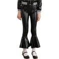 thumbnail image 6 of CHICTRY Girls Shiny Metallic Flared Pants Bell Bottoms Bronzing Cloth Dance Performance Leggings Black 8, 6 of 7