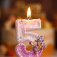 thumbnail image 3 of Creative Cartoon Numeral Birthday Candle, Pink Number Cake Topper with Butterfly Decoration, Elegant Party Supplies for Anniversary Celebration, Number 5, 3 of 6