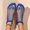 Blue, variant on Women's Rhinestone Mesh Ankle Booties, Pointed Toe Fishnet Slip On Flat Shoes, Sparkly Crystal Hollow Out Mesh Flats Black 5.5(35)
