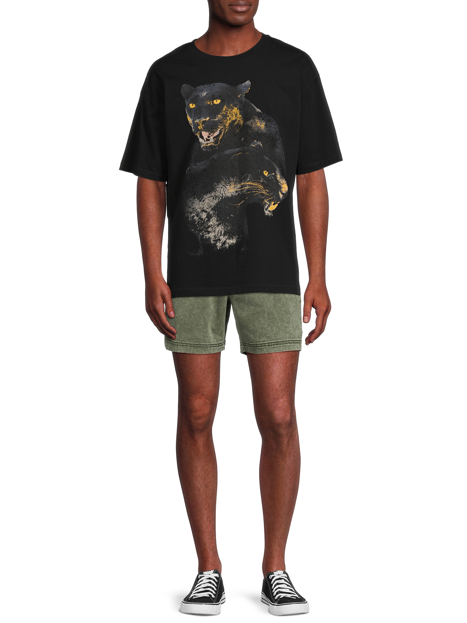 No Boundaries Men's and Big Men's Stretch Twill Pull On Shorts, up to Size 5XL