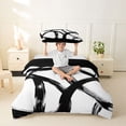 thumbnail image 2 of Homewish Swirl Circle Twin Duvet Cover,Modern Abstract Art Twin Bedding,White Black,Black Reversible,2 Pieces,1 Duvet Cover and 1 Pillowcase, 2 of 6