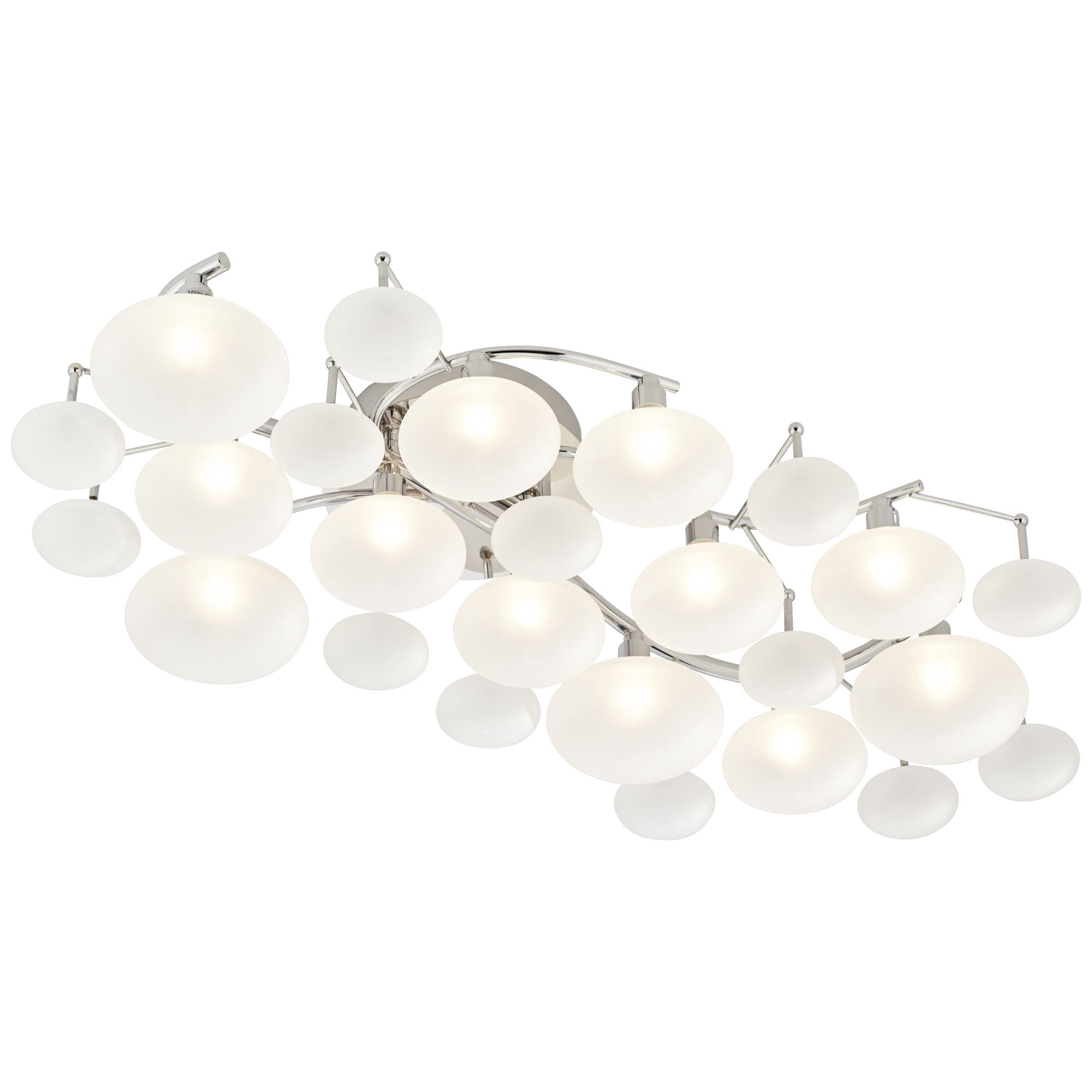 Possini Euro Design Lilypad Modern Ceiling Light Semi Flush Mount Fixture 30" Wide Chrome 12-Light Frosted Opal Glass for Bedroom Kitchen Living Room